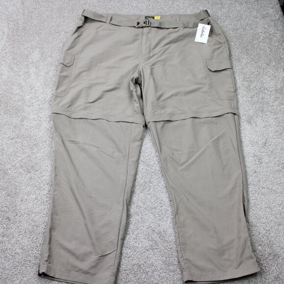 Cabelas Convertible Pants NWT Mens 48x32 Beige Great Trail II Cargo Hiking Nylon - Picture 1 of 15